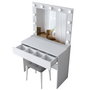 Hanah Home Mesa de Maquillaje Blanca con Espejo y Puf